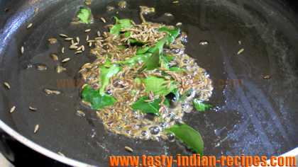 Add cumin seeds and curry leaves