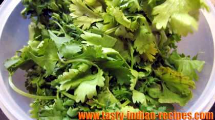 Rinsed and Chopped Coriander leaves