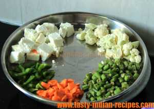 Vegetables for making Biryani