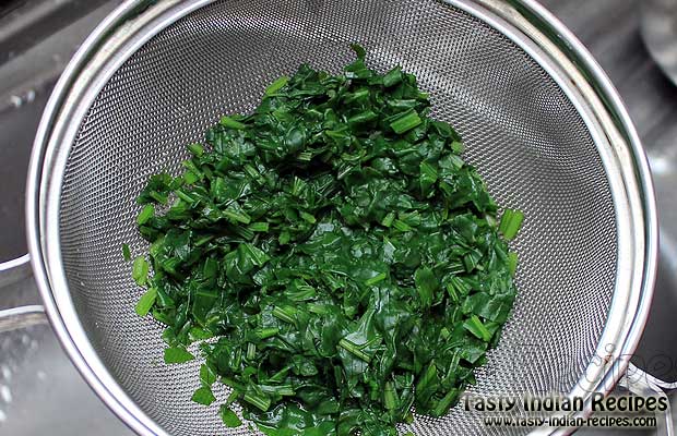 Straining Boiled Spinach