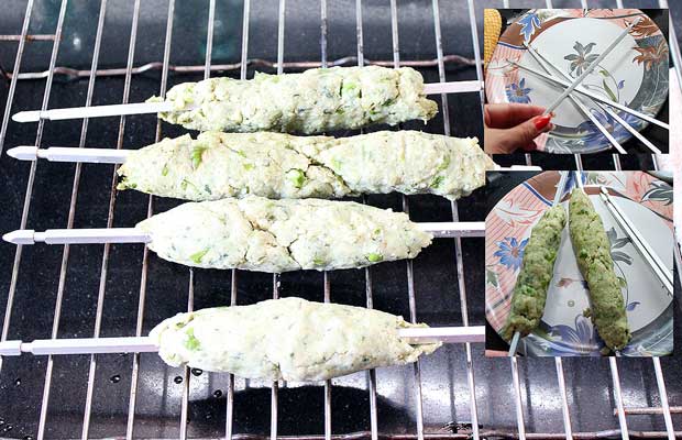 Apply some oil on wooden skewers and arrange the kebabs in it. Place the Kebabs onto the Skewers and then place on the grill