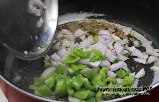 Add chopped onion along with capsicum