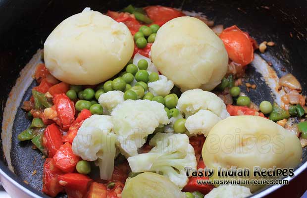 Add boiled Vegetables and mix well