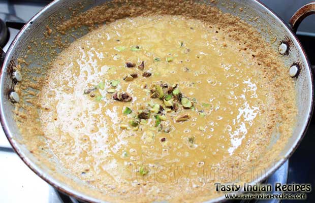 Cooking Jaggery Mixture with Dry Fruits