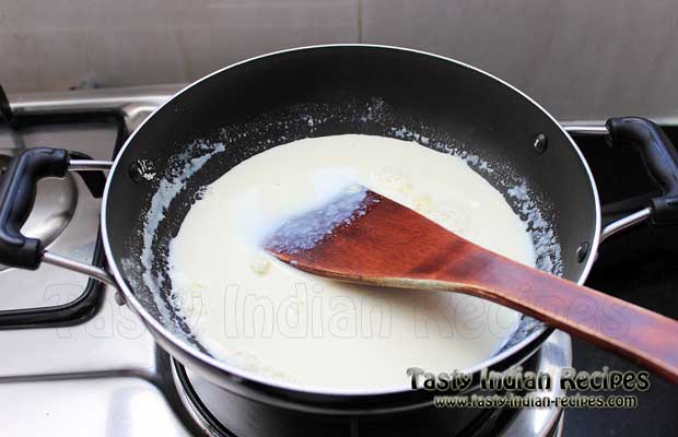 Boiling milk for making Thandai