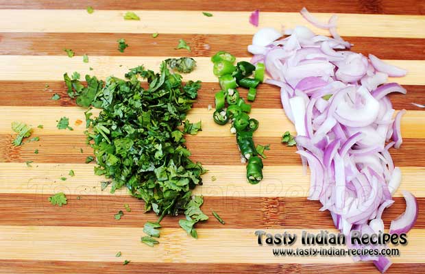 Chop Coriander and Green Chillies Finely