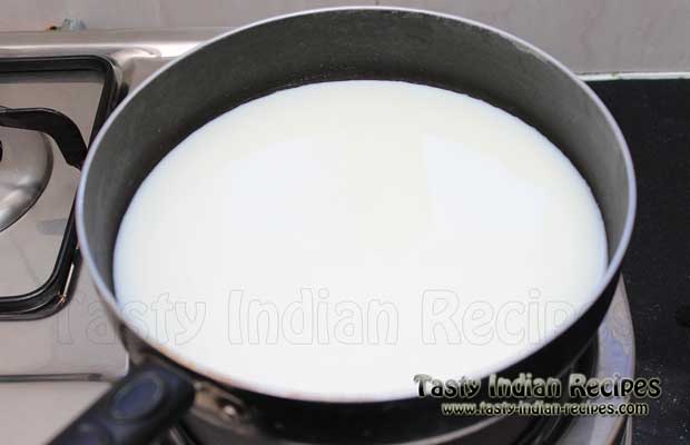Heat milk in a non-stick pan over medium high flame